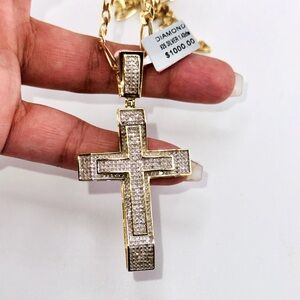 Large diamond cross charm 100% real diamond cross pendant 1.43 ctw real diamond